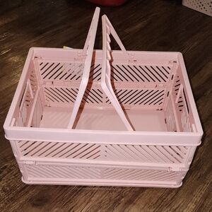 New Peachy Pink Collapsible Storage Organization Basket With Handles